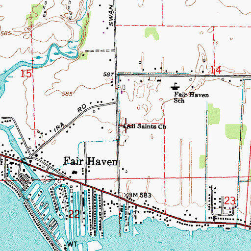 Topographic Map of All Saints Church, MI