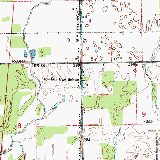 Topographic Map of Anchor Bay School, MI