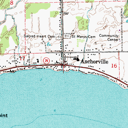 Topographic Map of Anchorville, MI