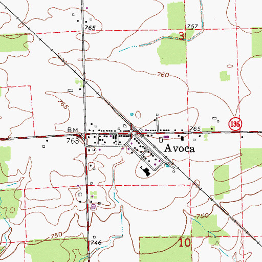 Topographic Map of Avoca, MI