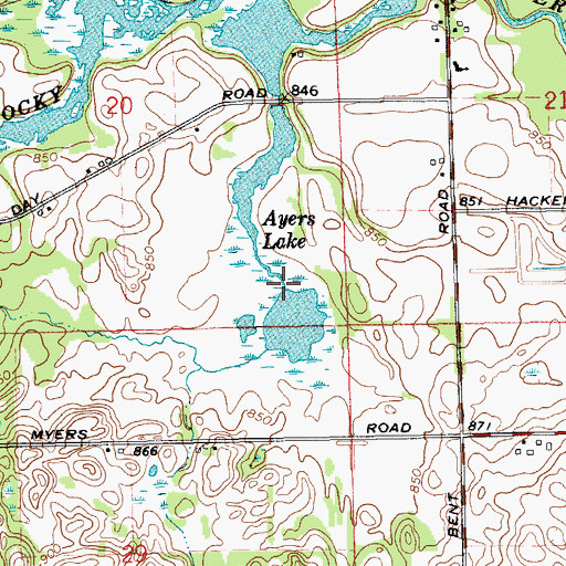 Topographic Map of Ayers Lake, MI