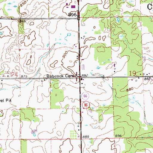 Topographic Map of Babcock Cemetery, MI