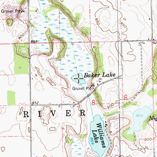 Topographic Map of Baker Lake, MI