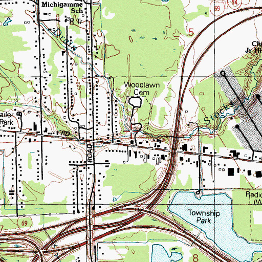 Topographic Map of Baldwin Drain, MI