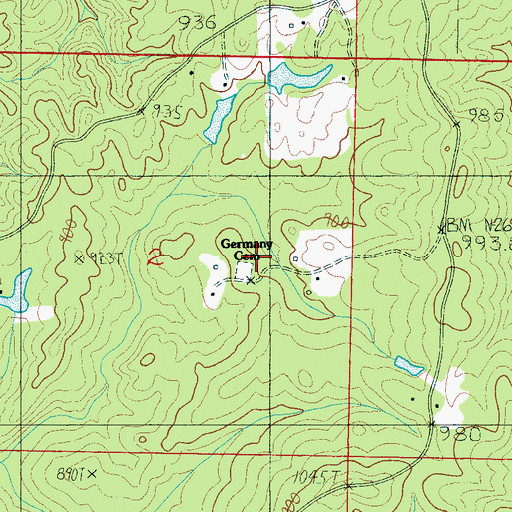 Topographic Map of Germany Cemetery, AL