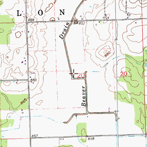 Topographic Map of Beaver Drain, MI