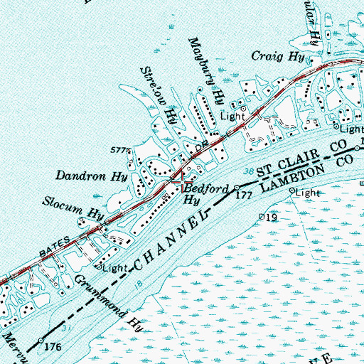 Topographic Map of Bedford Highway, MI