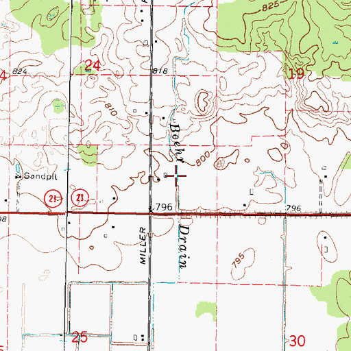 Topographic Map of Beehr Drain, MI