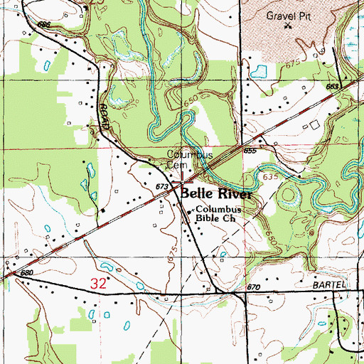 Topographic Map of Belle River, MI
