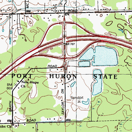 Topographic Map of Bethlehem Saving Temple (historical), MI