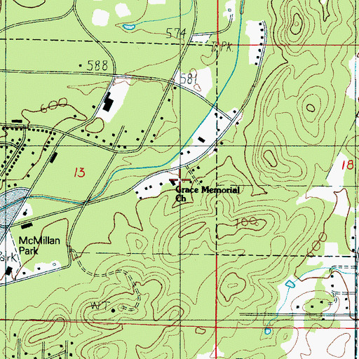 Topographic Map of Grace Memorial Baptist Church, AL