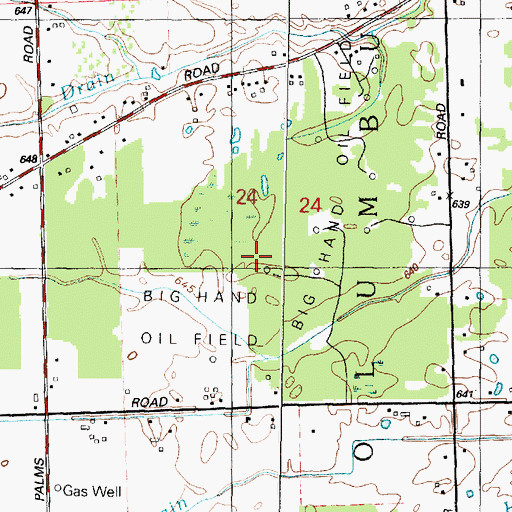 Topographic Map of Big Hand Oil Field, MI