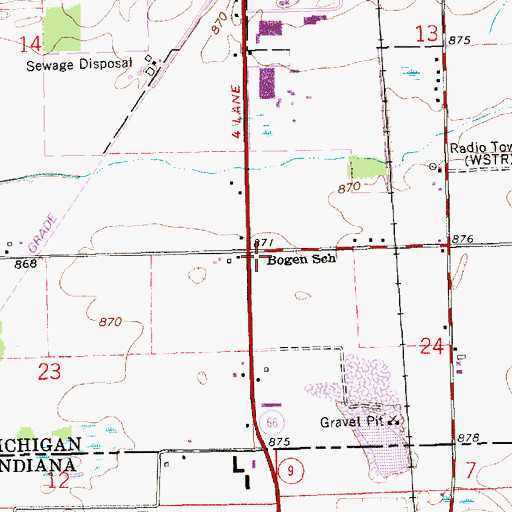 Topographic Map of Bogen School, MI