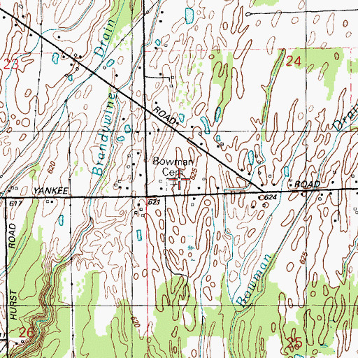 Topographic Map of Bowman Cemetery, MI