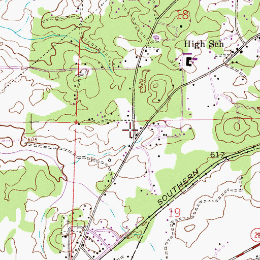 Topographic Map of Grant Town, AL