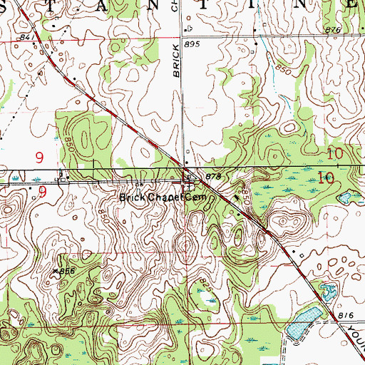 Topographic Map of Brick Chapel Cemetery, MI
