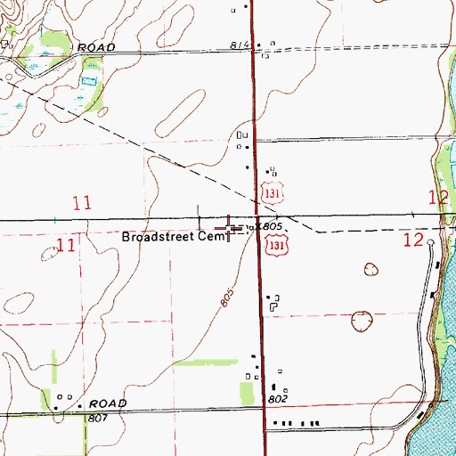 Topographic Map of Broadstreet Cemetery, MI