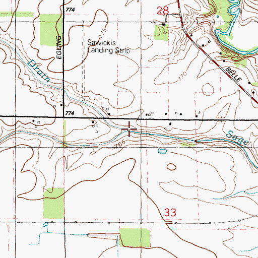 Topographic Map of Burgess Drain, MI