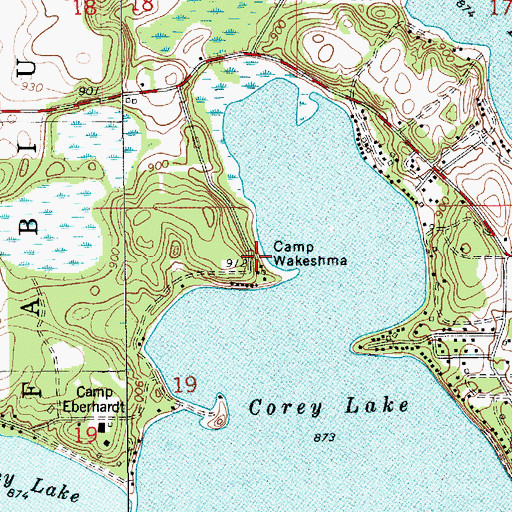 Topographic Map of Camp Wakeshma, MI