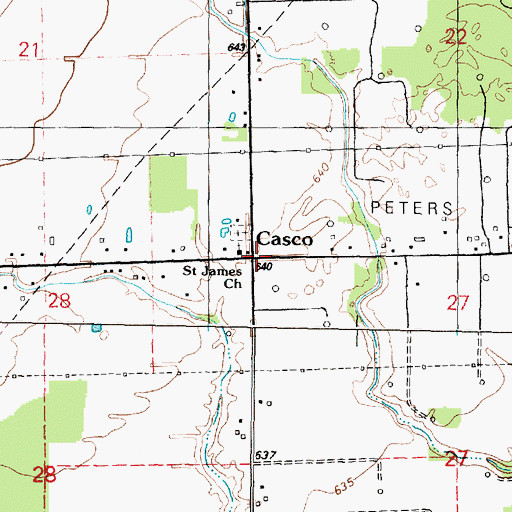 Topographic Map of Casco, MI