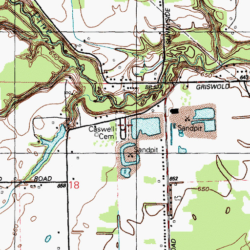 Topographic Map of Caswell Cemetery, MI