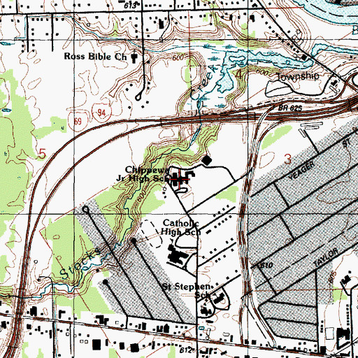 Topographic Map of Chippewa Junior High School, MI