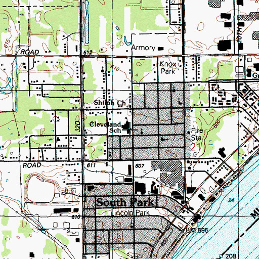 Topographic Map of Cleveland School, MI