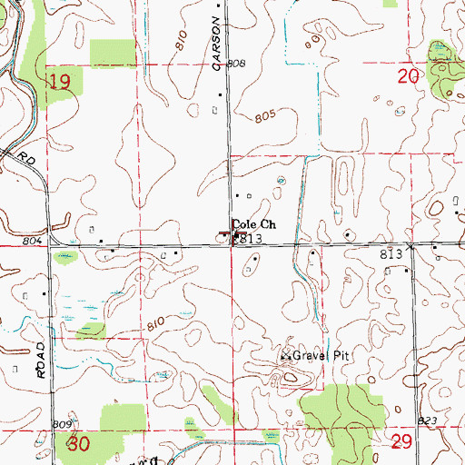 Topographic Map of Cole Church, MI