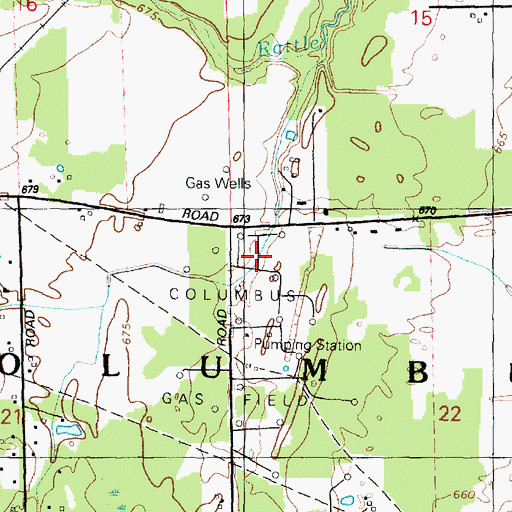 Topographic Map of Columbus Gas Field, MI