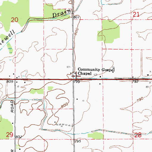Topographic Map of Community Gospel Chapel, MI