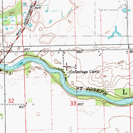 Topographic Map of Conestoga Camp, MI