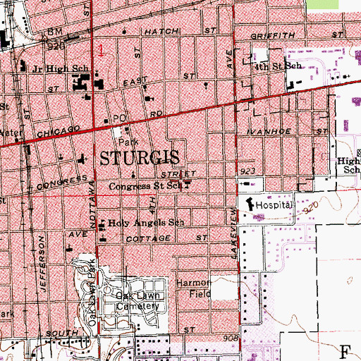 Topographic Map of Congress Street School, MI