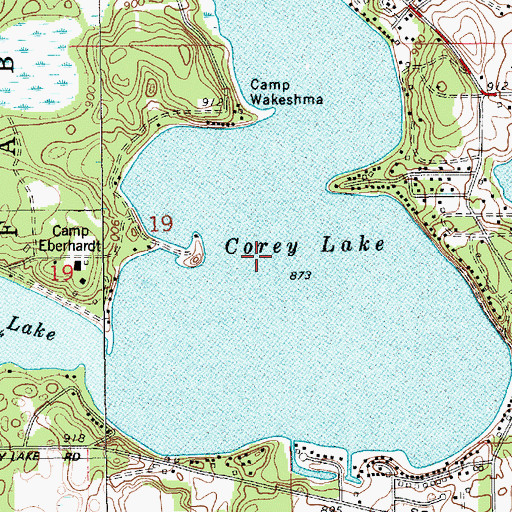 Topographic Map of Corey Lake, MI