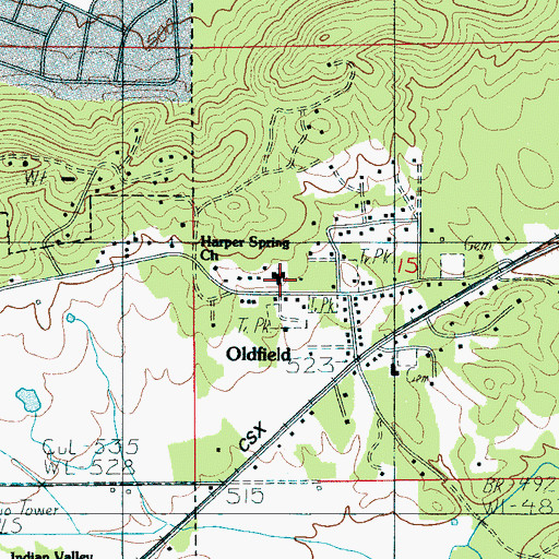 Topographic Map of Harper Spring Church, AL