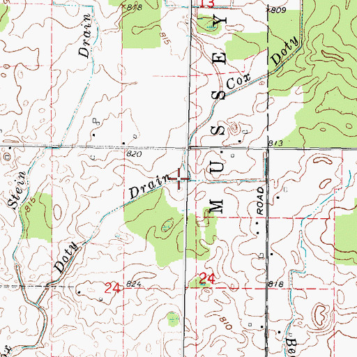 Topographic Map of Cox Doty Drain, MI
