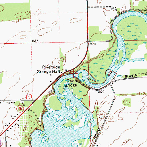 Topographic Map of Davis Bridge, MI