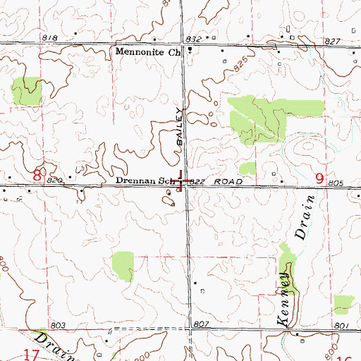Topographic Map of Drennan School, MI