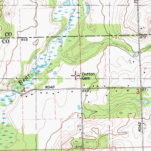 Topographic Map of Dutton Cemetery, MI