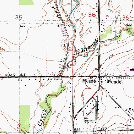Topographic Map of East Branch Coon Creek, MI