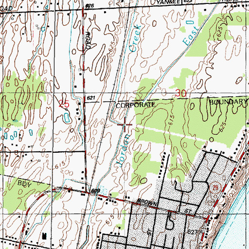 Topographic Map of East Branch Jordan Creek, MI