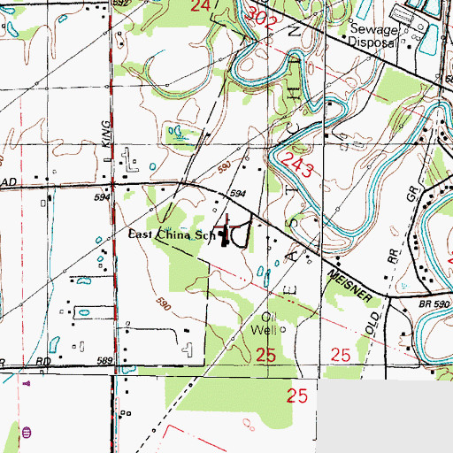 Topographic Map of East China School, MI