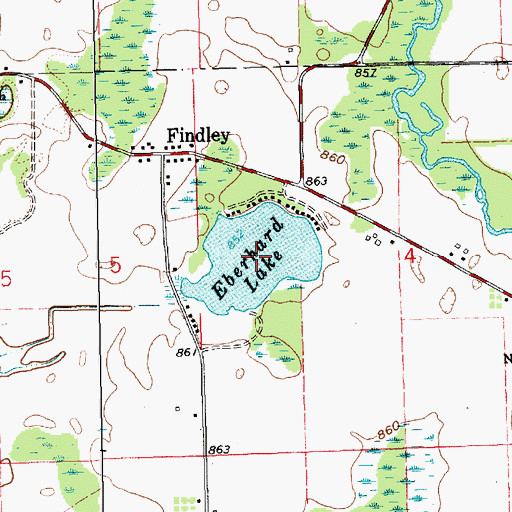 Topographic Map of Eberhard Lake, MI