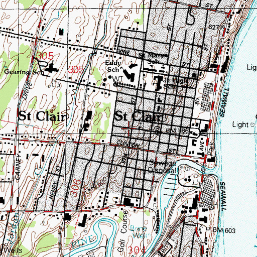 Topographic Map of Eddy School, MI