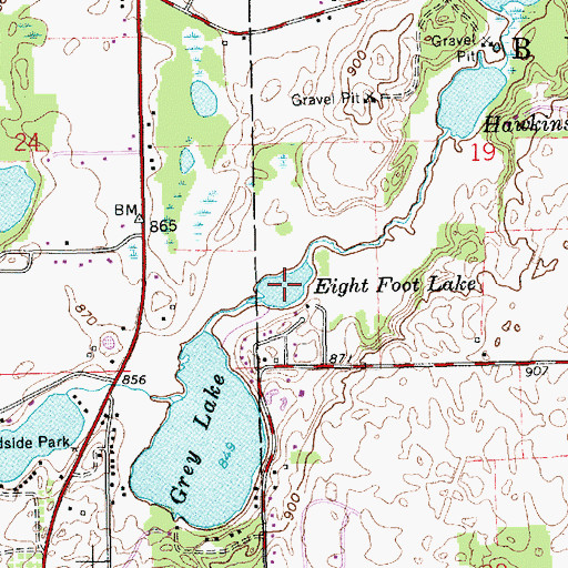 Topographic Map of Eight Foot Lake, MI