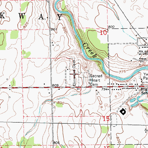 Topographic Map of Elmwood Cemetery, MI