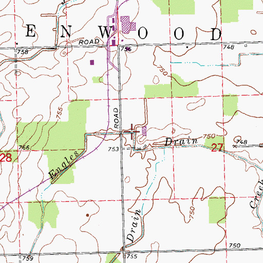 Topographic Map of Engles Drain, MI