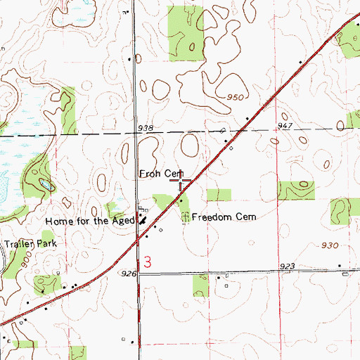 Topographic Map of Froh Cemetery, MI