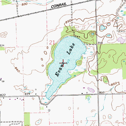 Topographic Map of Evans Lake, MI