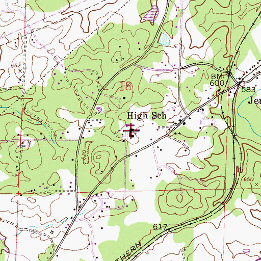 Topographic Map of Ophelia S Hill Elementary School, AL
