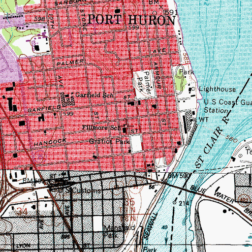 Topographic Map of Fillmore School, MI